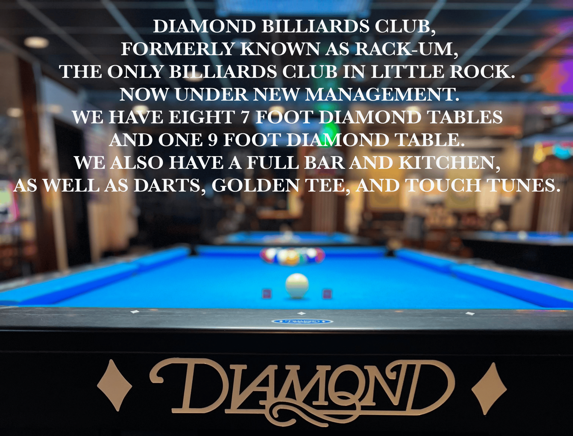 diamond table with balls and caption